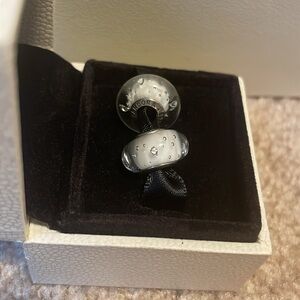 Authentic pandora white Murano blown glass charms set of two
